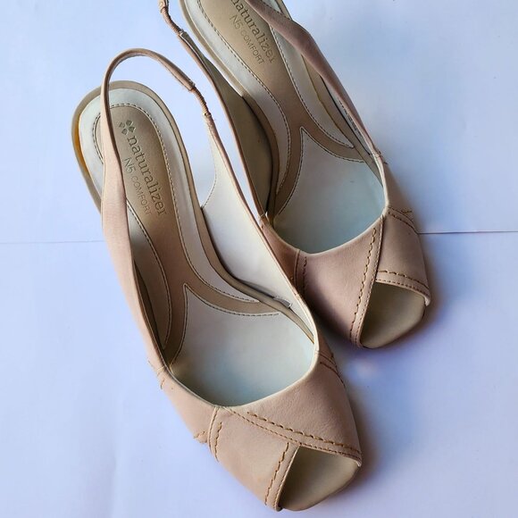 Naturalizer Size 6M Cream Leather Slingbacks - Picture 1 of 3
